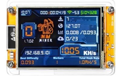 Kakaone Bitcoin Miner, NerdMiner BTC 2.8″ Solo Miner ESP32 Development Board Display,1000KH/s Low Power Mini Lucky Miner, Crypto Miner Machine