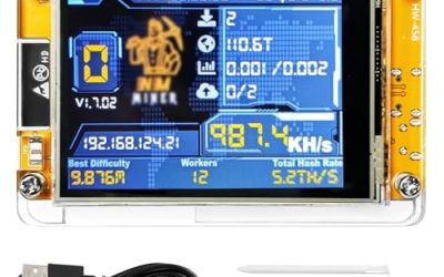 Bitcoin Miner NerdMiner V2 ESP32 Development Board 2.8″ mini Bitcoin Miner with Smart Display 1000KH/s ESP32-2432S028 Suitable for Hashrate Module Calculation Type C