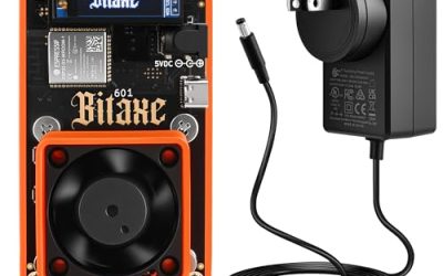 Bitaxe Gamma 601 Bitcoin Miner, Open Source Solo BTC Mining Machine, BM1370 ASIC Chip, 1TH/s – 1.2TH/s SHA-256, 2.4G WiFi, Home Crypto Miner, incl. 5V Power Supply & Stand, AxeOS, Orange
