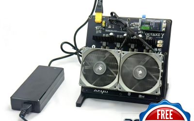 Nerdoctaxe 9.6Th/s Bitcoin BTC Solo Miner w/ PSU & 8 BM1370 Chips – Black