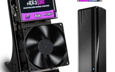 NerdQaxe++ 4.8TH/s Bitcoin Miner, BM1370 *4 ASIC Chips, Bitaxe Home BTC Miner, Open Source Solo Crypto Mining Machine, 2.4G WiFi, Dual LCD Display, Air-Cooled Fan, incl. Power Supply & Stand, Black