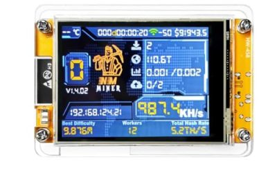 Bitcoin Miner BTC V2 NMMiner for ESP32 2.8 Inch Smart Display Development Board, 1010 H/S Hashrate Desktop Crypto Mining Machine with User Manual for Educational