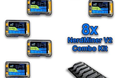 8x NerdMiner V2 Bitcoin Lottery Miner Bundle | Free Custom Stand Included