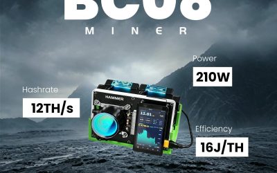 Hammer Miner BC08 Hydro 12TH/s 210W Bitcoin BTC WiFi SHA-256  Lotte Solo Miner